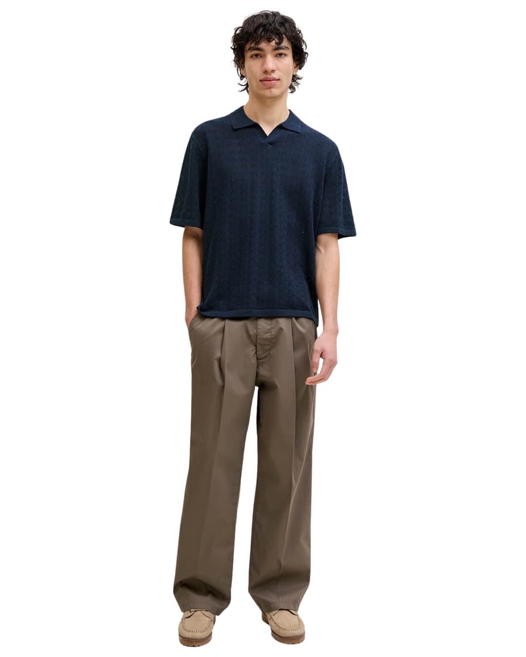 Jack & Jones Polo Shirts Jack & Jones Jortyler Knit Ss Split Neck Polo Sn Captain Sky