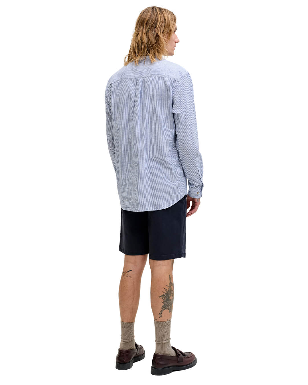 Jack&Jones Shirts Jack&Jone Blue Stripes Linen Blend Shirt