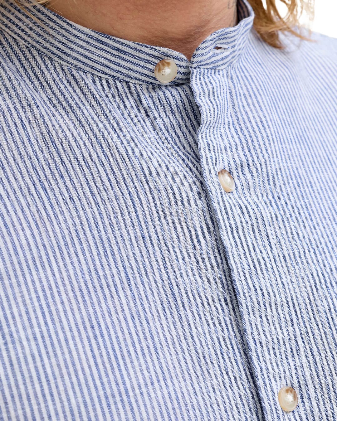 Jack&Jones Shirts Jack&Jone Blue Stripes Linen Blend Shirt