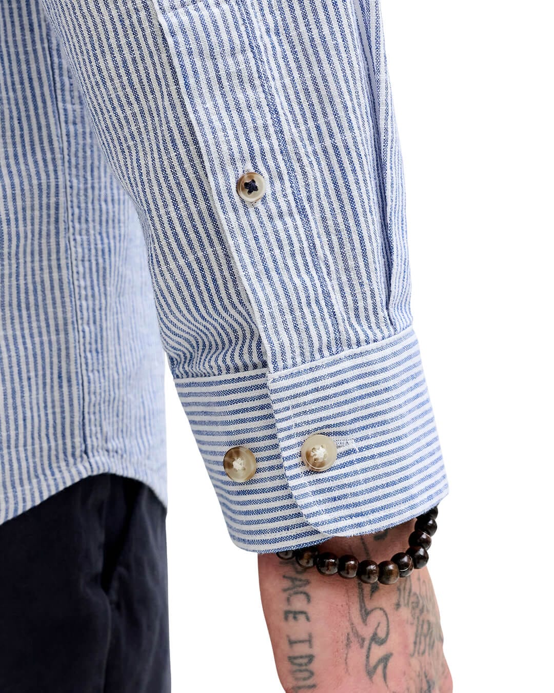Jack&Jones Shirts Jack&Jone Blue Stripes Linen Blend Shirt