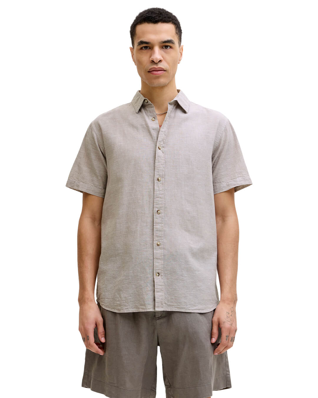 Jack&Jones Shirts Jack&Jones Beige Linen Blend Shirt
