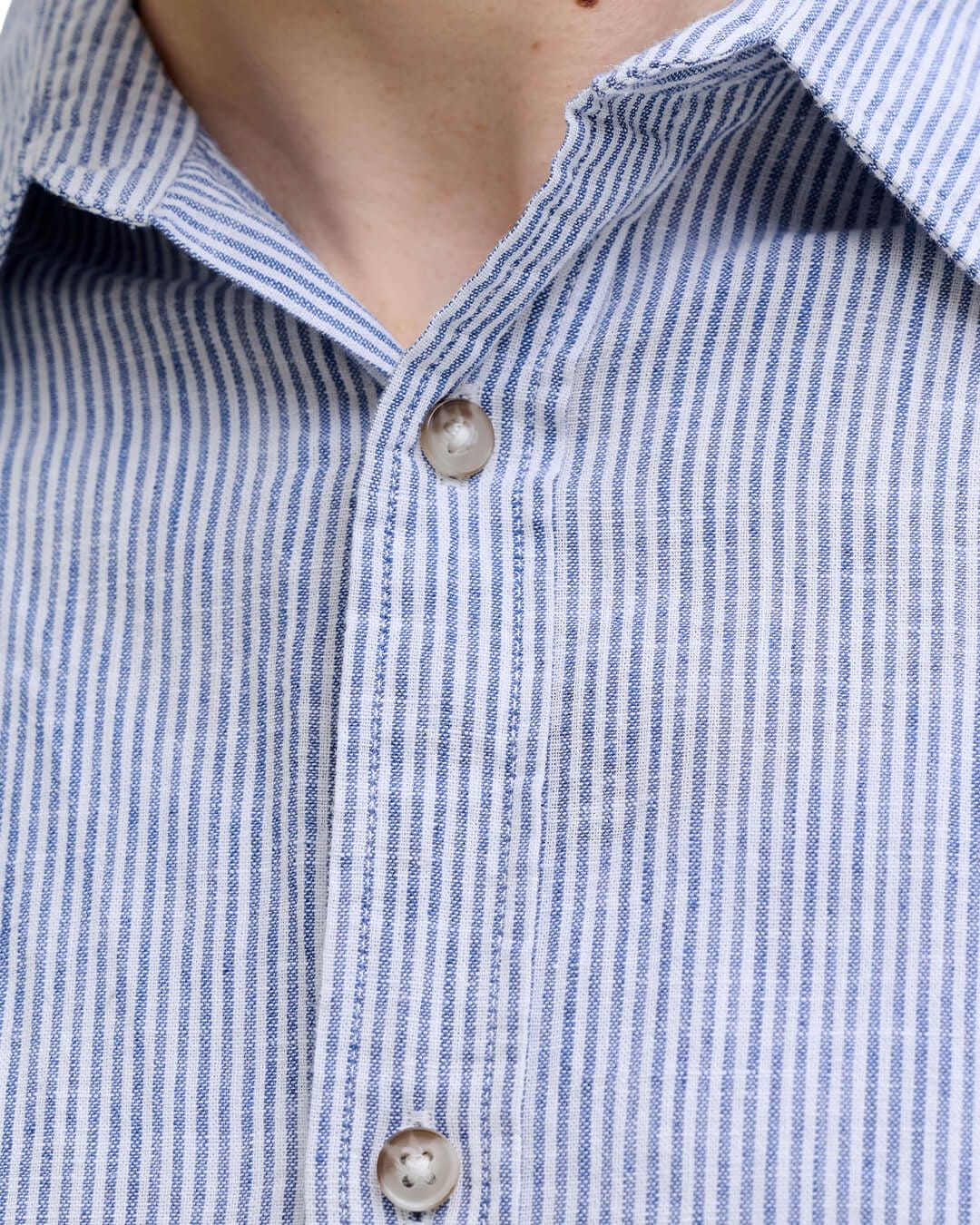 Jack&Jones Shirts Jack&Jones Blue Stripes Linen Blend Shirt