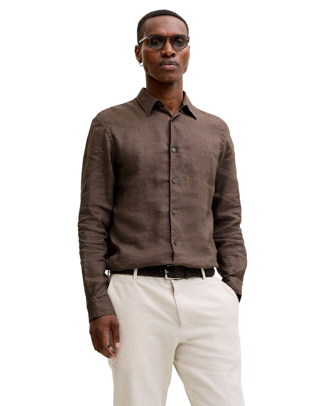 Jack & Jones Shirts Jack & Jones Brown  Jprblalawrence Linen Shirt