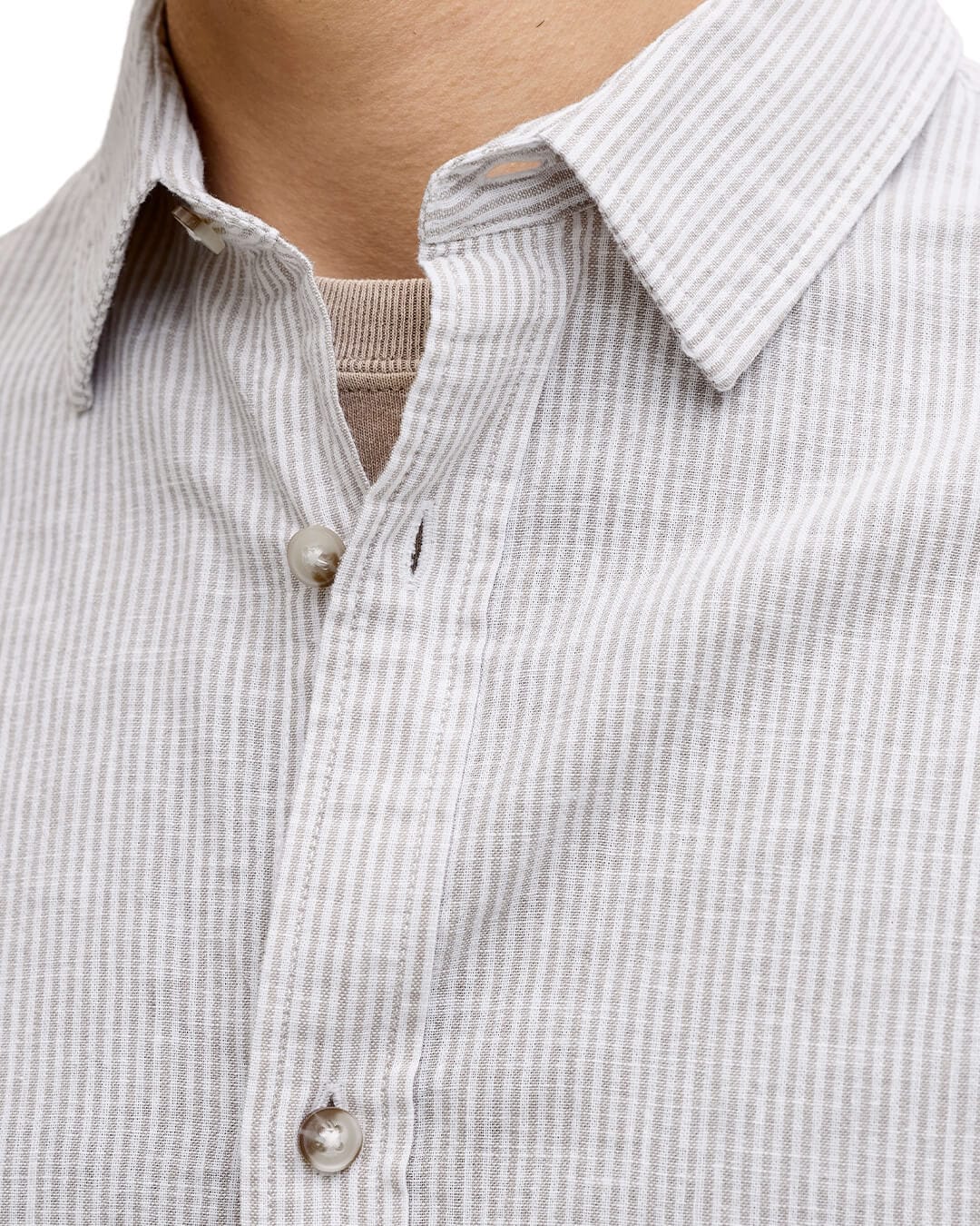 Jack&Jones Shirts Jack&Jones Crockery Stripes Linen Blend Shirt