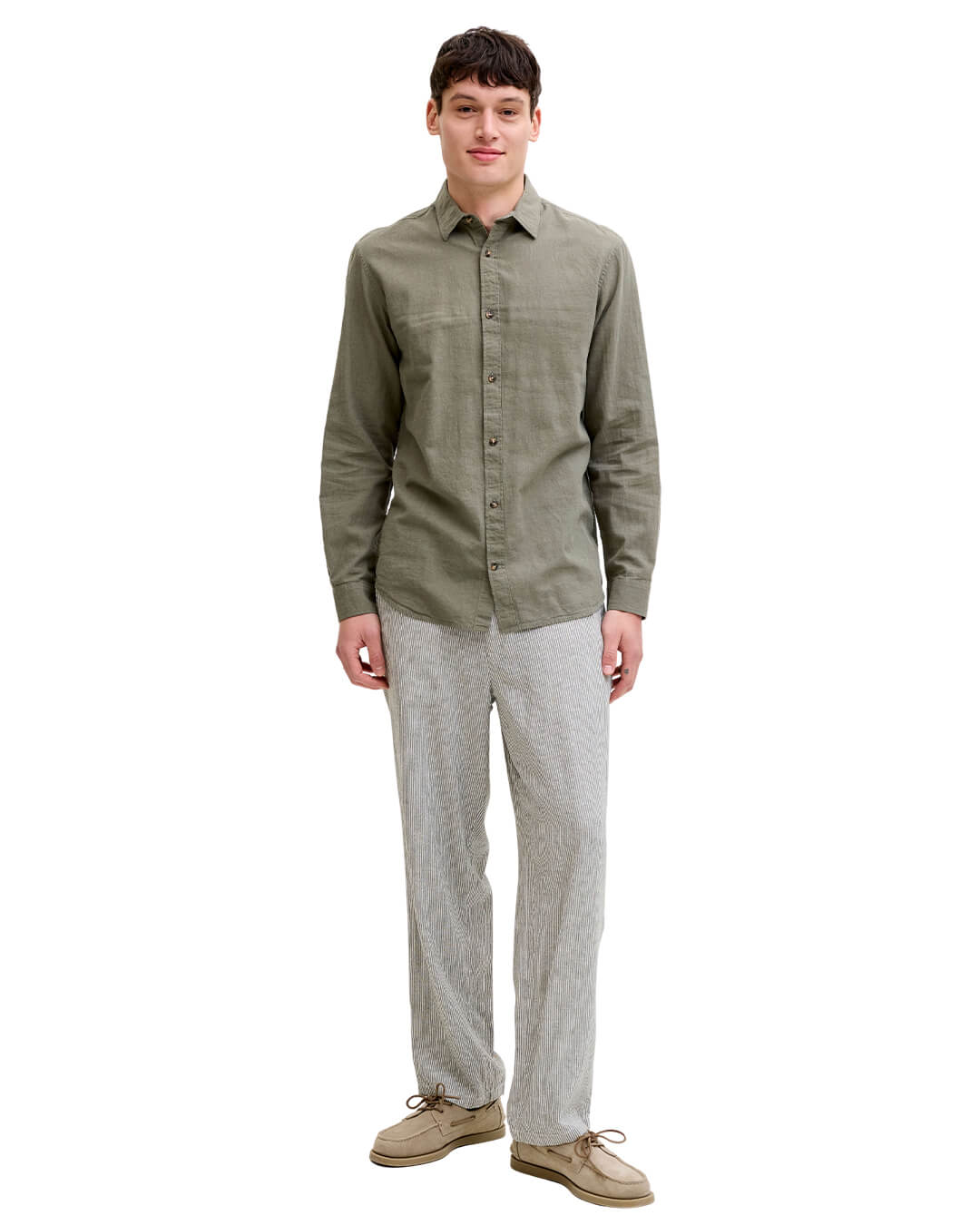 Jack&Jones Shirts Jack&Jones Dusty Olive Linen Blend Shirt