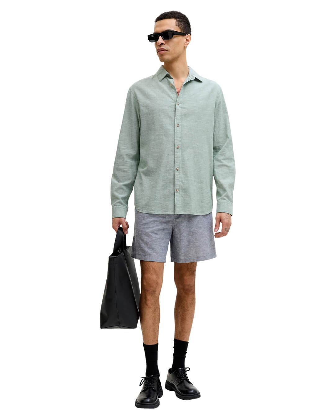 Jack&Jones Shirts Jack&Jones Granite Green Linen Blend Shirt