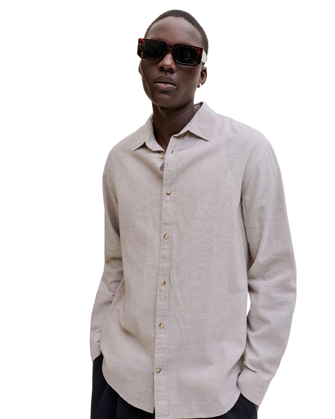 Jack&Jones Shirts Jack&Jones Grey Linen Blend T-Shirt
