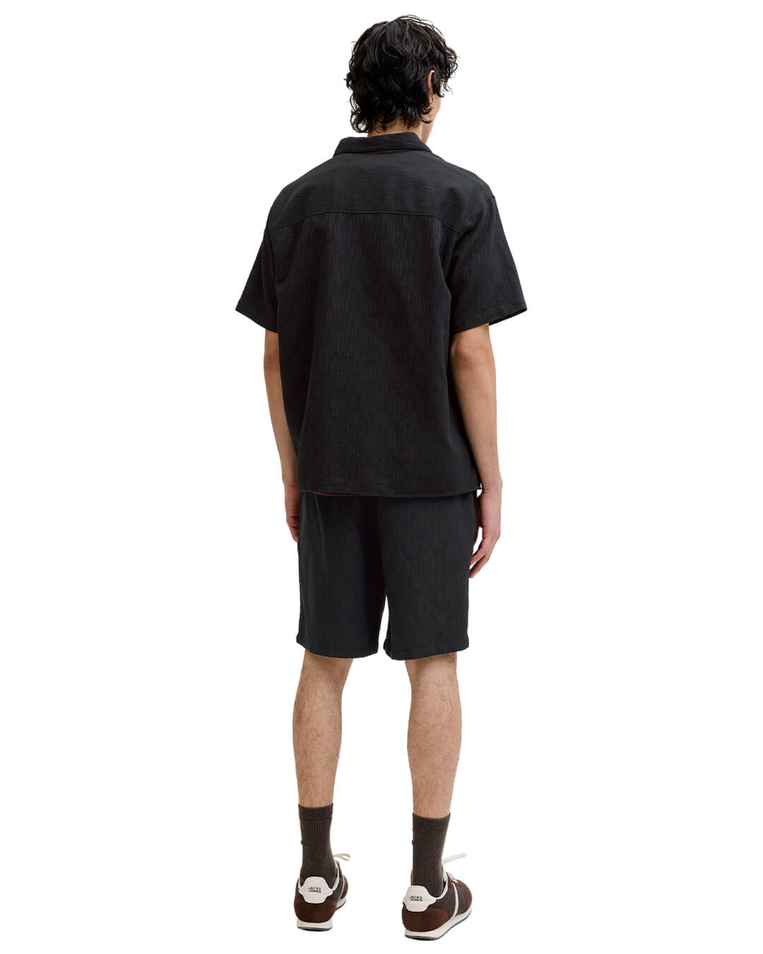 Jack & Jones Shirts Jack & Jones Jormontauk Wavy Texture Ss Sn Black Shirt