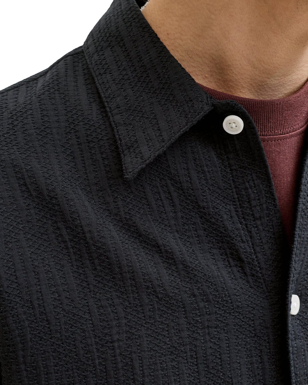Jack & Jones Shirts Jack & Jones Jormontauk Wavy Texture Ss Sn Black Shirt