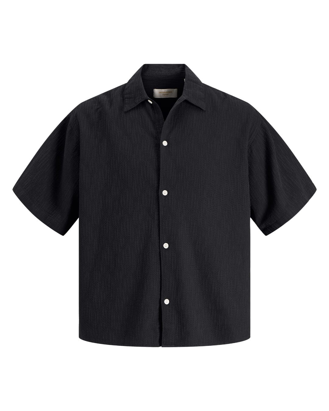 Jack & Jones Shirts Jack & Jones Jormontauk Wavy Texture Ss Sn Black Shirt
