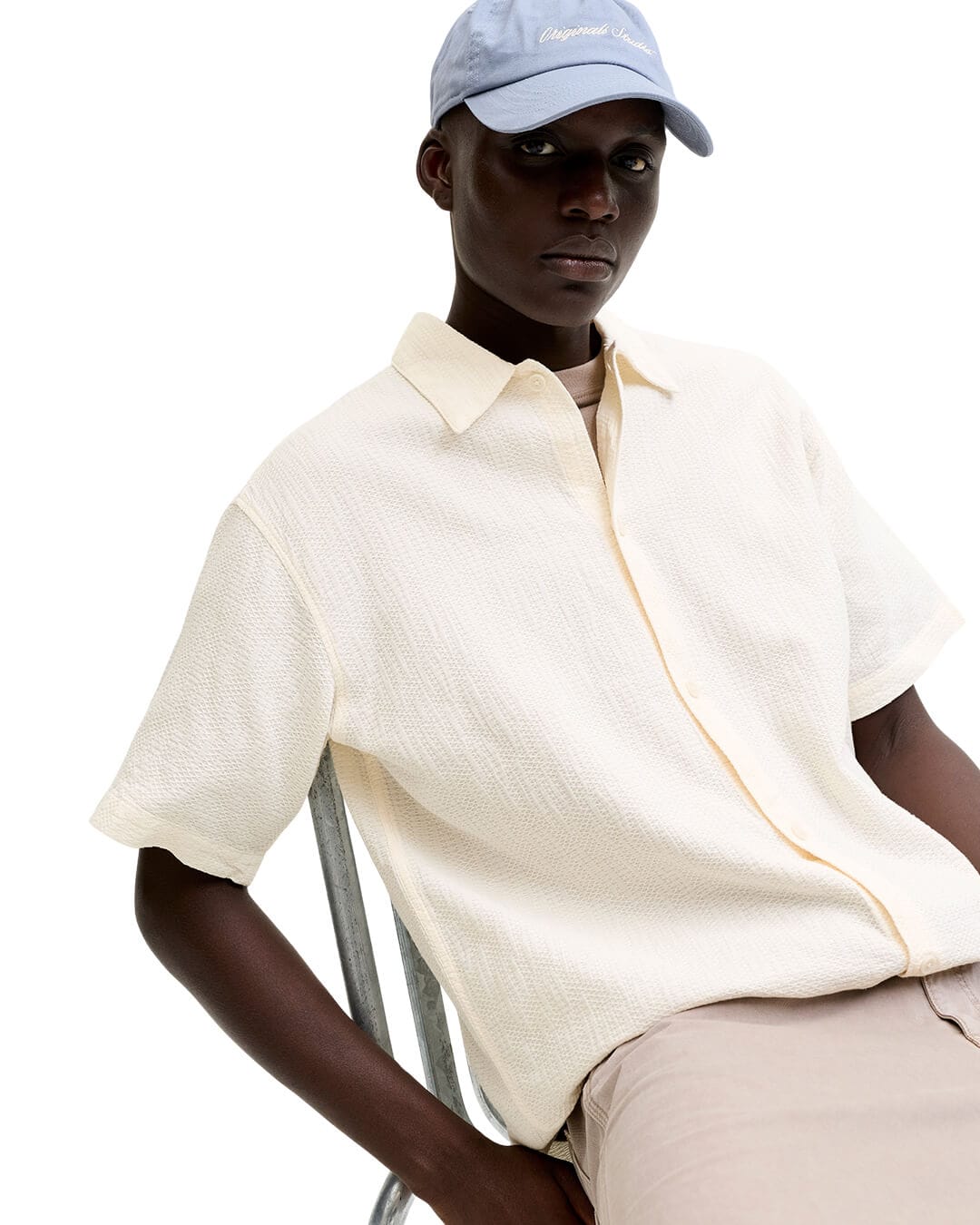 Jack & Jones Shirts Jack & Jones Jormontauk Wavy Texture Ss Sn Cloud Dancer