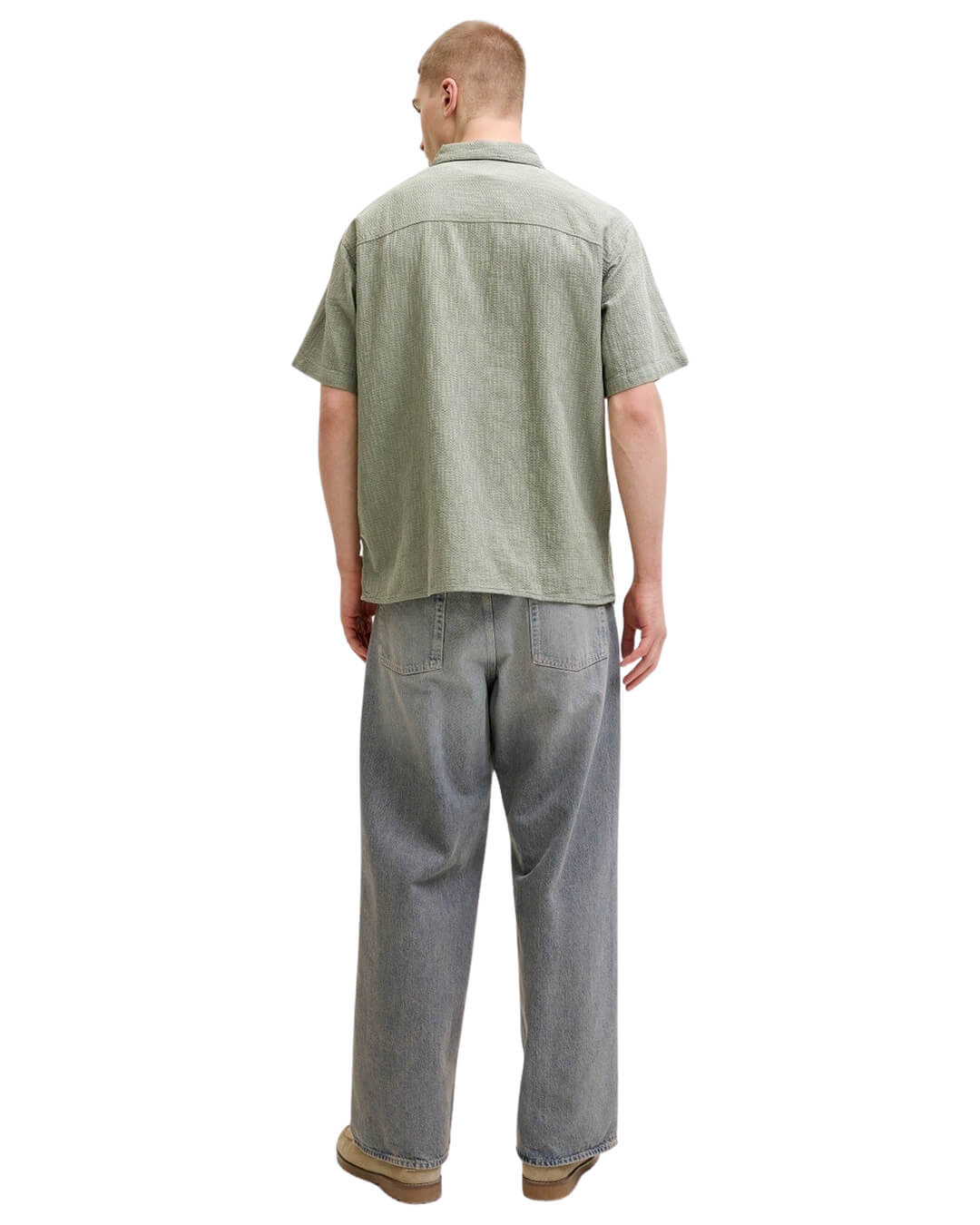 Jack & Jones Shirts Jack & Jones Jormontauk Wavy Texture Ss Sn Vetiver Shirt