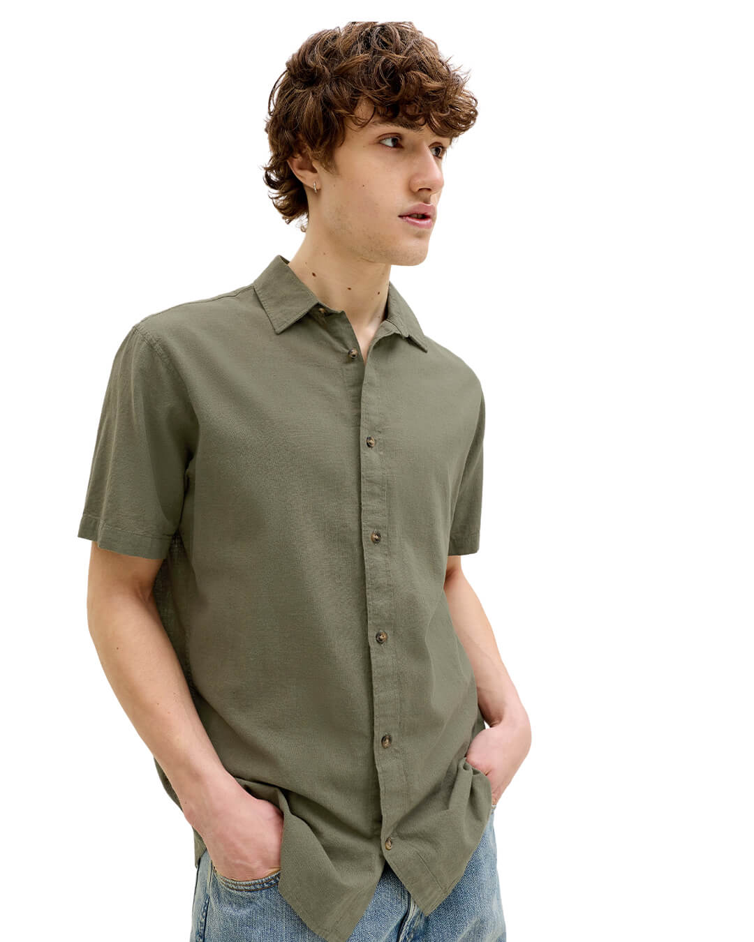 Jack&Jones Shirts Jack&Jones Olive Linen Blend Shirt