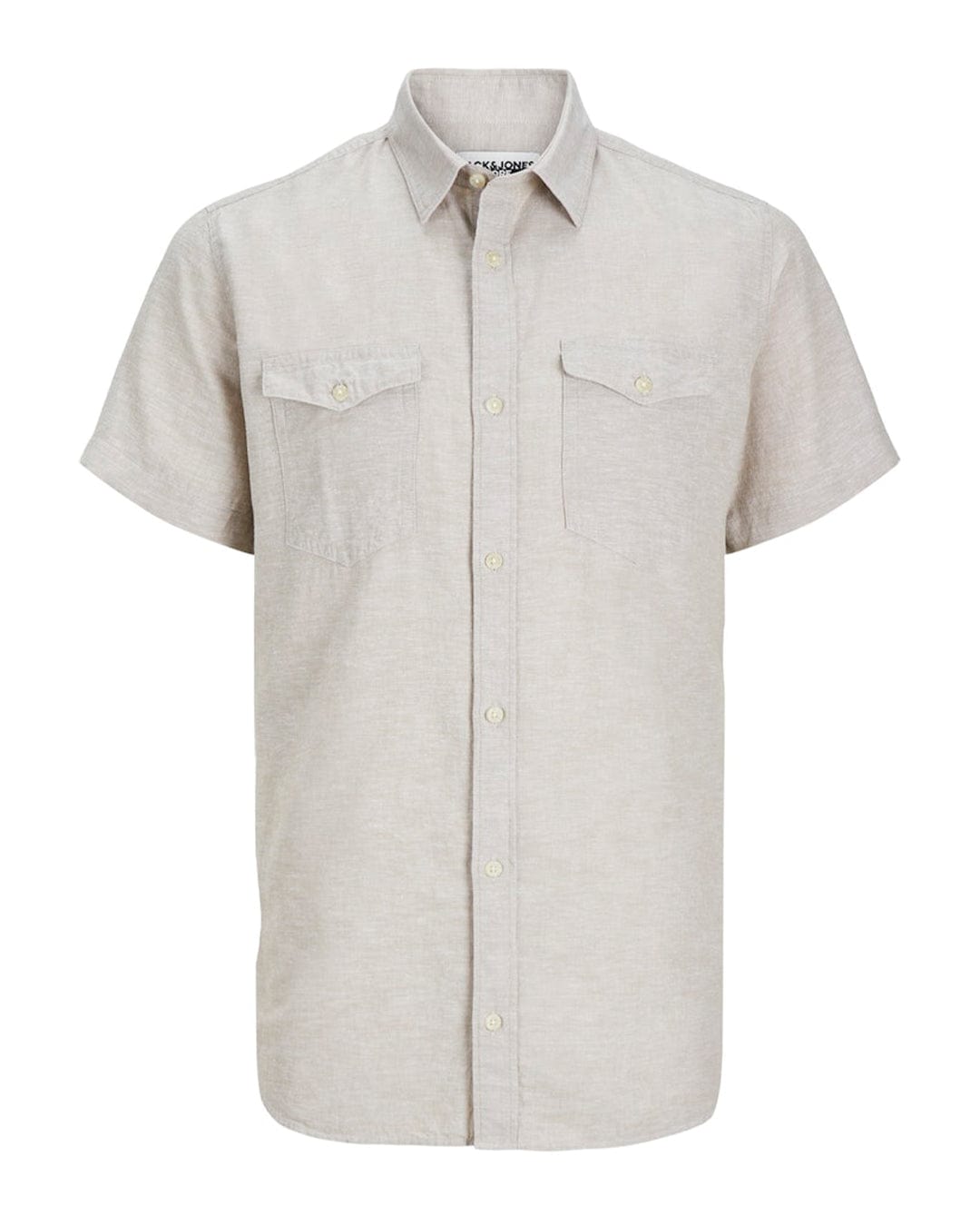 Jack & Jones Shirts Jack & Jones Sheridan Beige Linen Blend Short Sleeved Shirt
