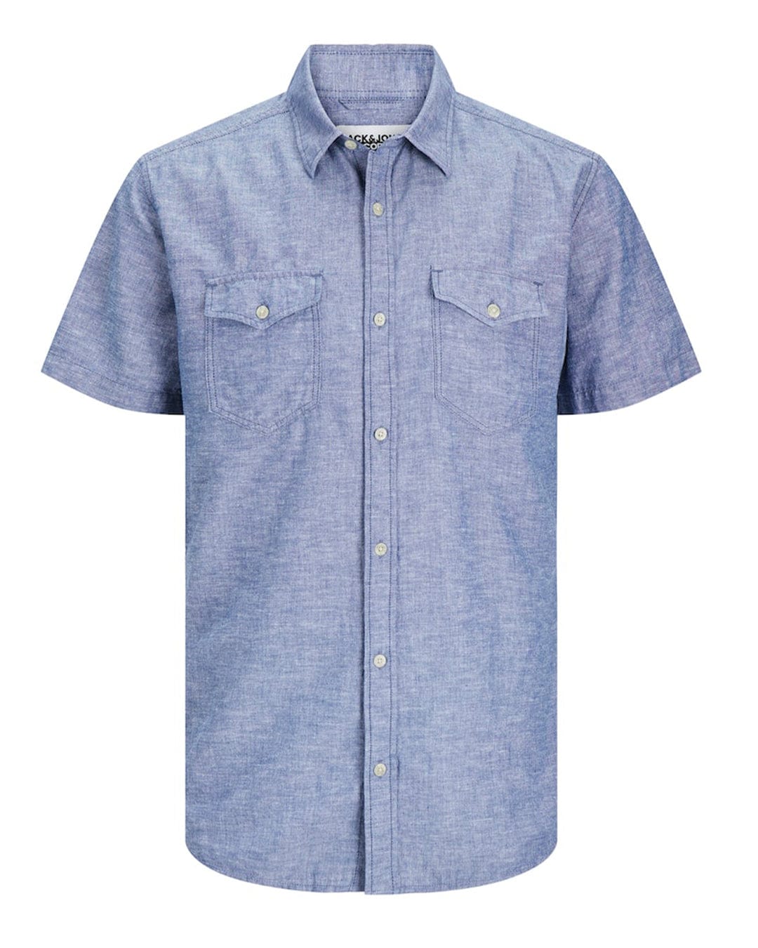 Jack & Jones Shirts Jack & Jones Sheridan Blue Linen Blend Short Sleeved Shirt