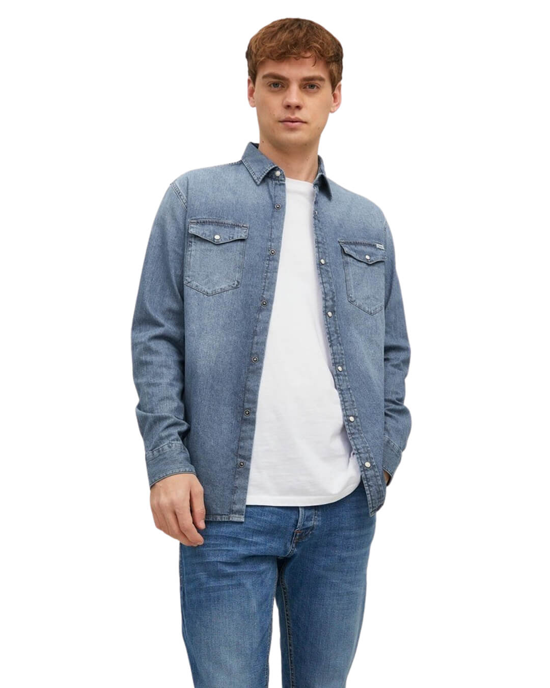 Jack &amp; Jones Shirts Jack &amp; Jones Sheridan Denim Blue Long Sleeved Shirt