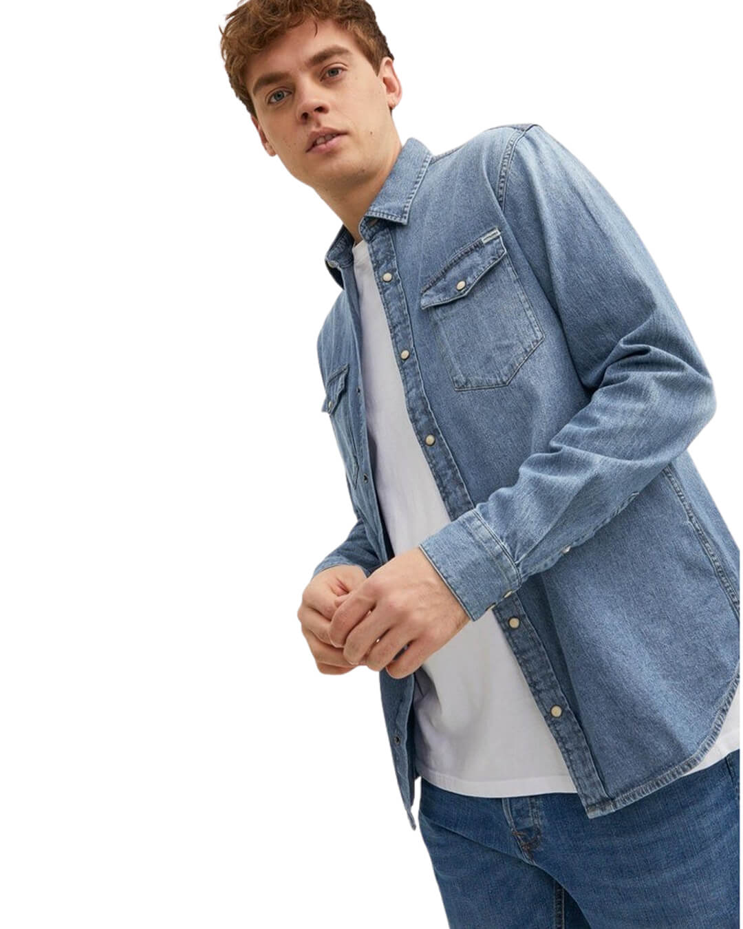 Jack &amp; Jones Shirts Jack &amp; Jones Sheridan Denim Blue Long Sleeved Shirt