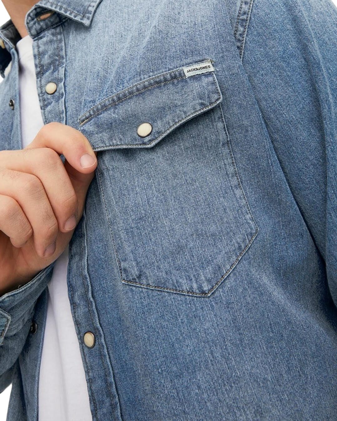 Jack &amp; Jones Shirts Jack &amp; Jones Sheridan Denim Blue Long Sleeved Shirt