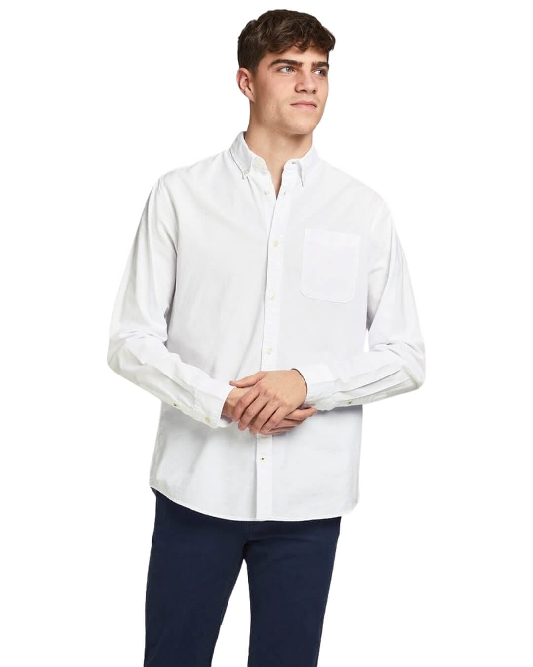 Jack & Jones Shirts Jack & Jones White Cotton Oxford Shirt