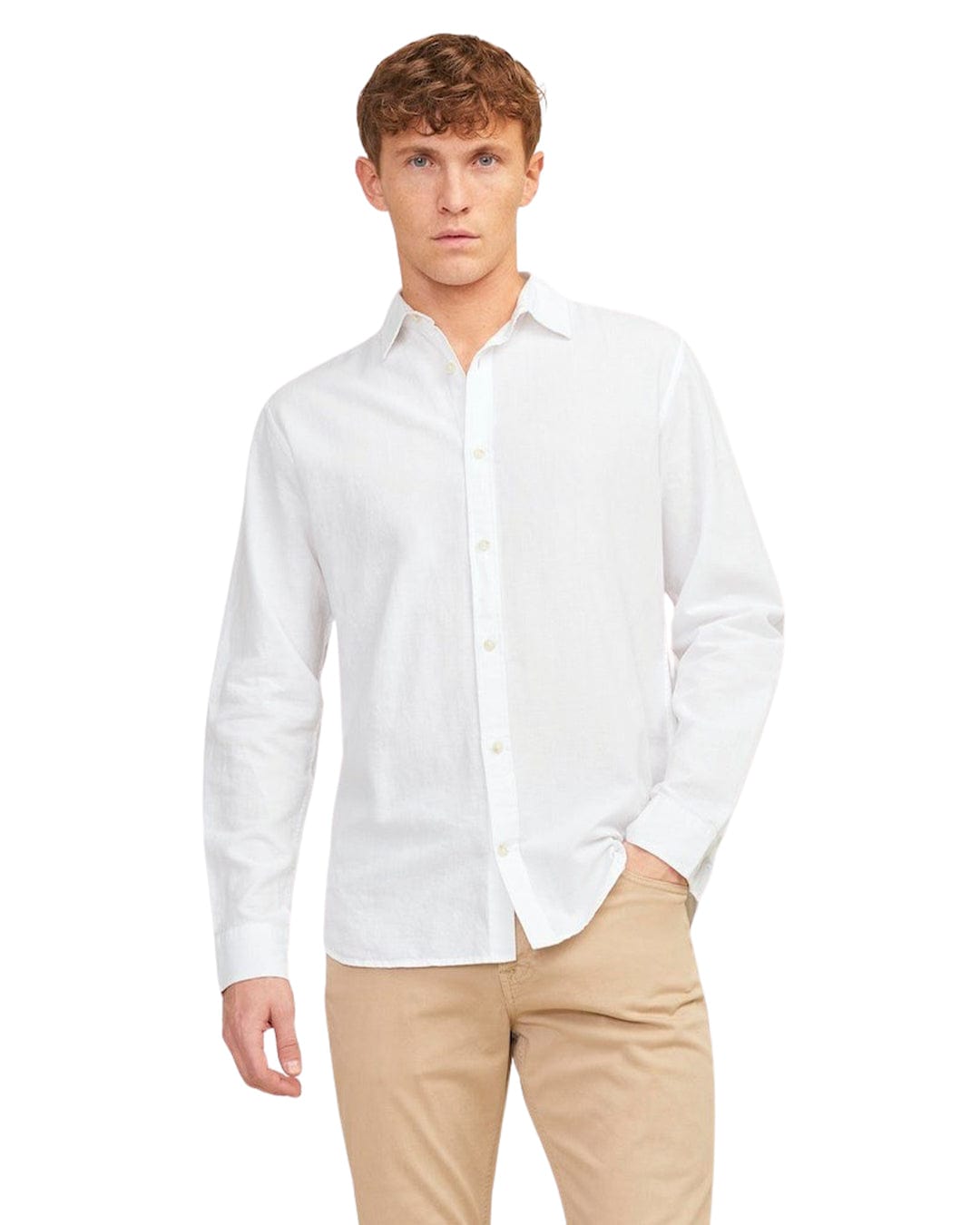 Jack &amp; Jones Shirts Jack &amp; Jones White Summer Linen Blend Shirt