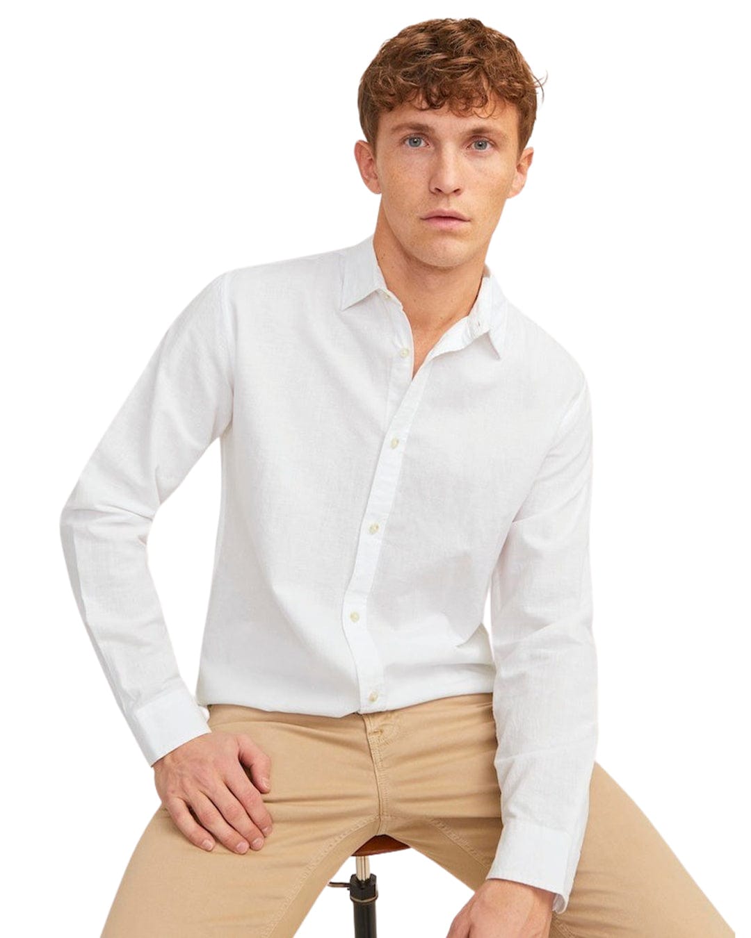 Jack &amp; Jones Shirts Jack &amp; Jones White Summer Linen Blend Shirt