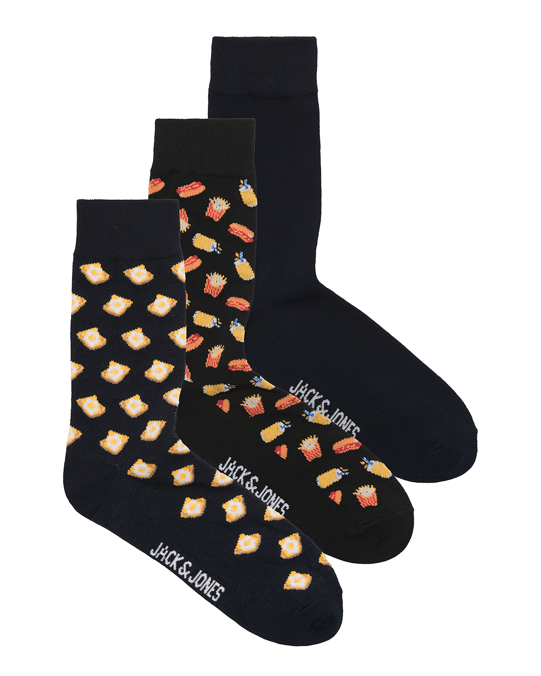 Jack & Jones Socks ONE Jack & Jones Black Kevin Food Socks 3-Pack