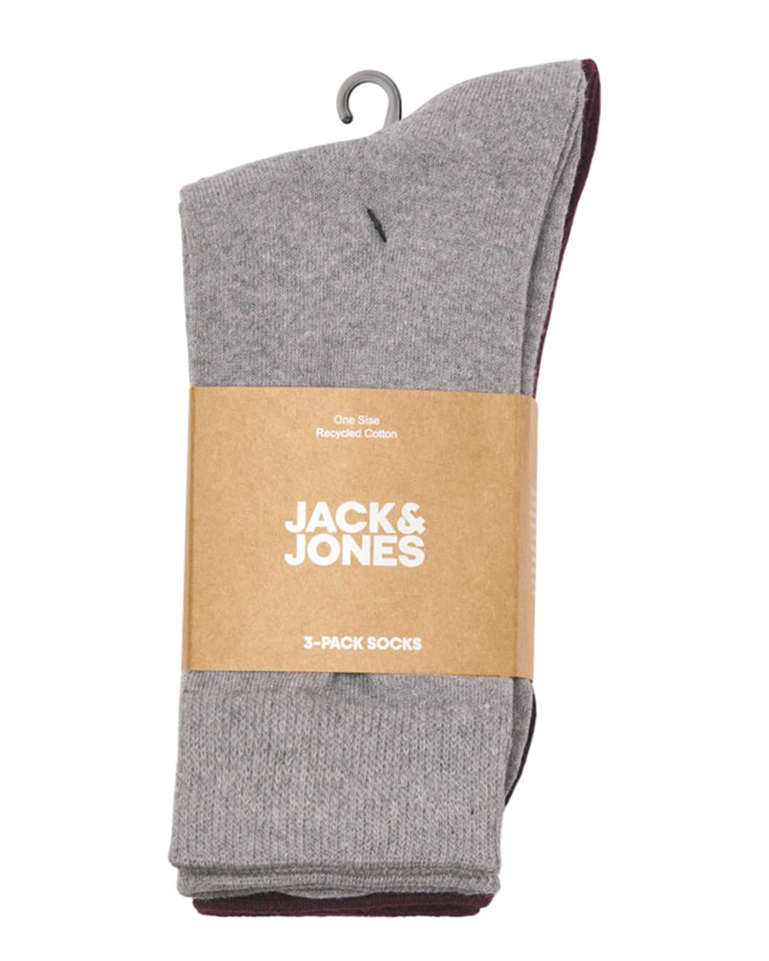 Jack & Jones Socks One Size JACORDINARY SOCKS 3 PACK NOOS MALT BALL MARSALA - IRON GATE