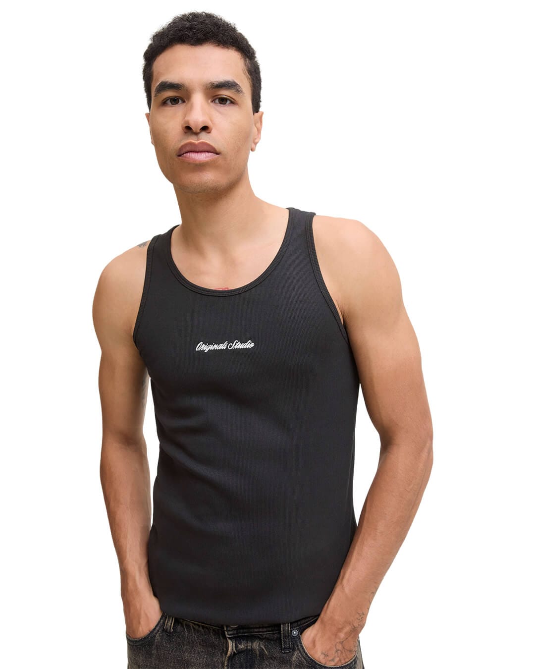 Jack & Jones T-Shirts Jack & Jones Black Jornorrebro Rib Tank Top