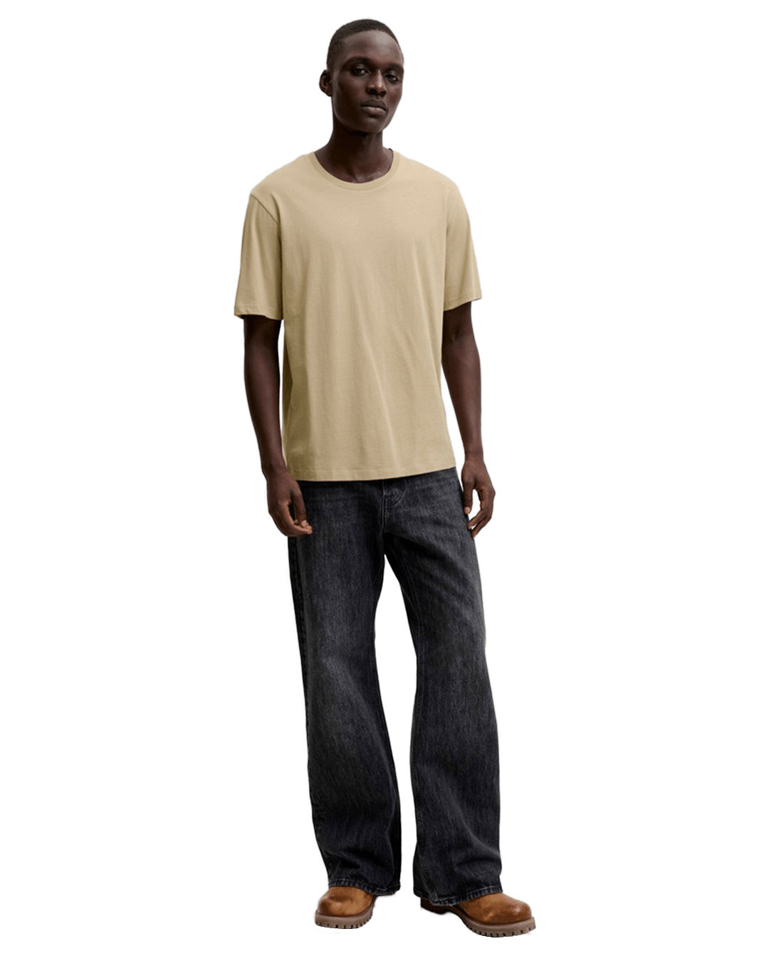 Jack & Jones T-Shirts Jack & Jones Brown Organic Basic Crew Neck T-Shirt