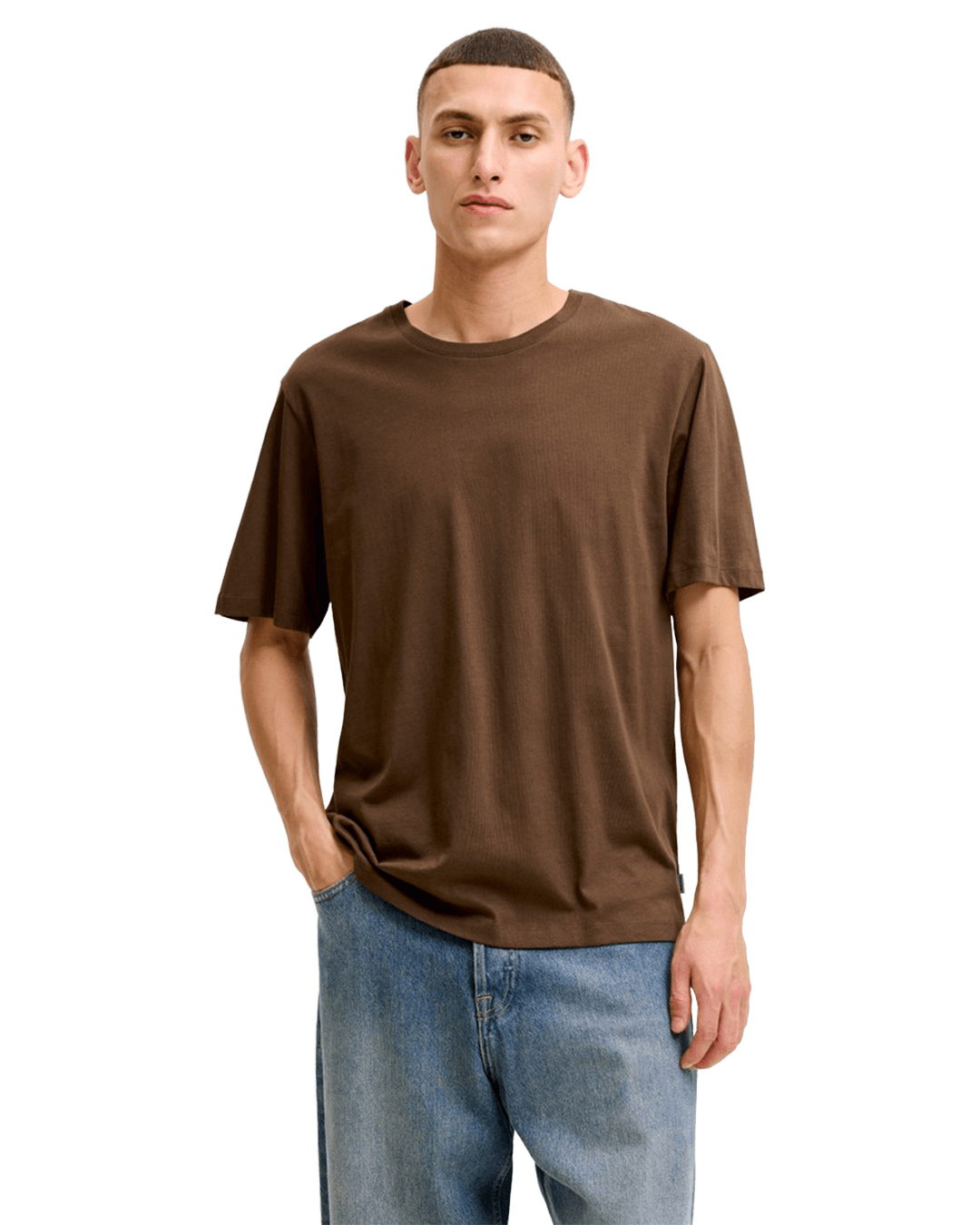 Jack & Jones T-Shirts Jack & Jones Brown Organic Basic Crew Neck T-Shirt