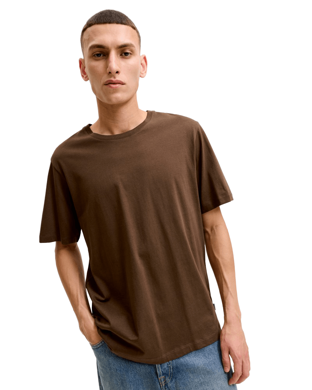 Jack & Jones T-Shirts Jack & Jones Brown Organic Basic Crew Neck T-Shirt