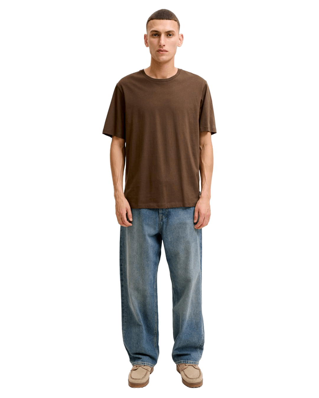 Jack & Jones T-Shirts Jack & Jones Brown Organic Basic Crew Neck T-Shirt