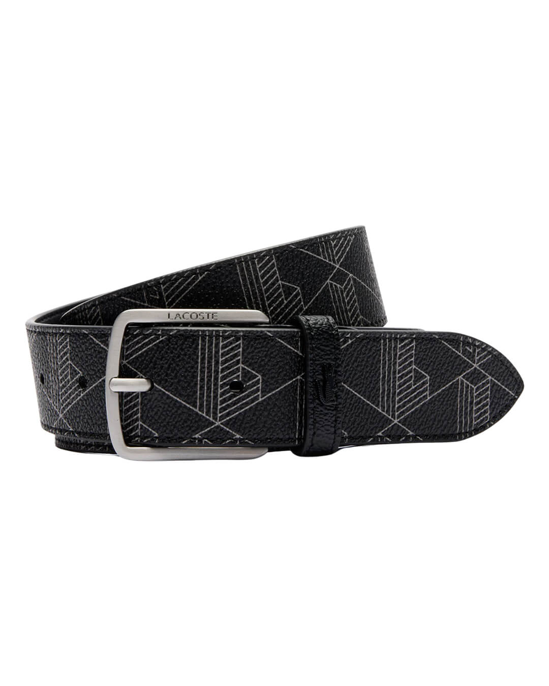 Lacoste Belts Lacoste Black Men'S 35 Monogram Printed  Belt