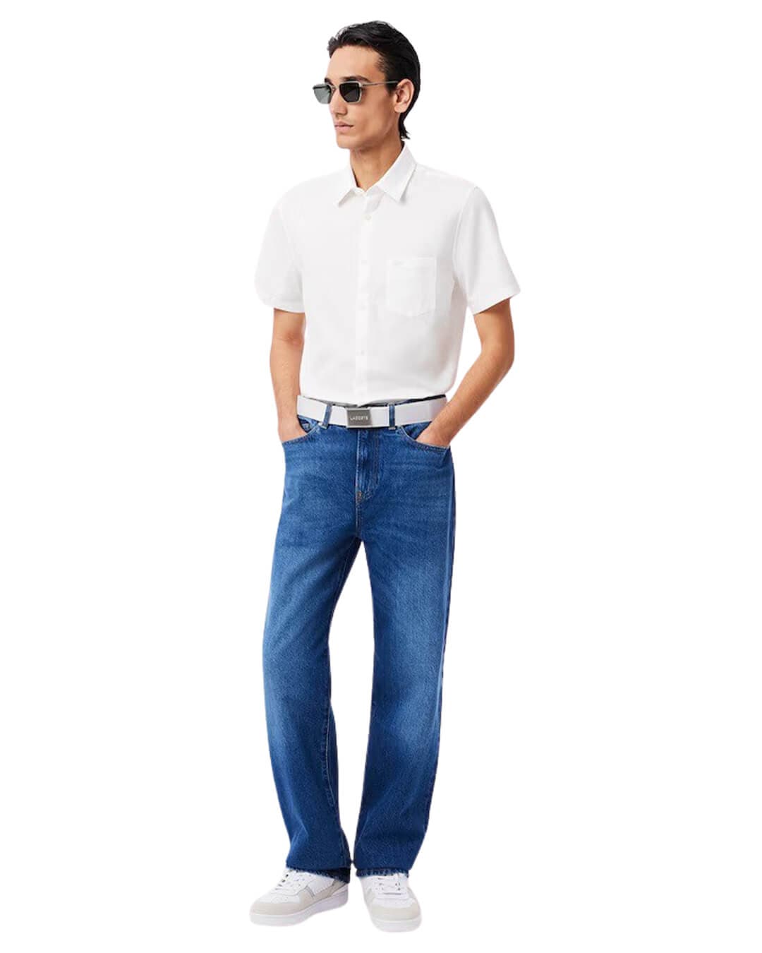 Lacoste Belts Lacoste White Men'S 40 Woven Strap Belt