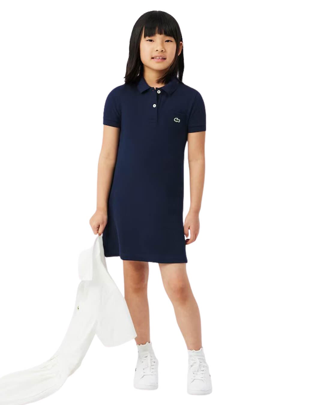 Lacoste Dresses Lacoste Navy  Girl'S Short Sleeved Pique  Dress