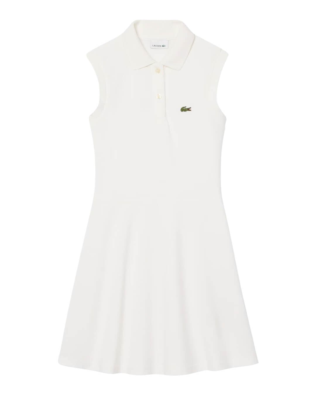 Lacoste Dresses Lacoste White Girl'S Sleeveless Stretch Pique  Dress