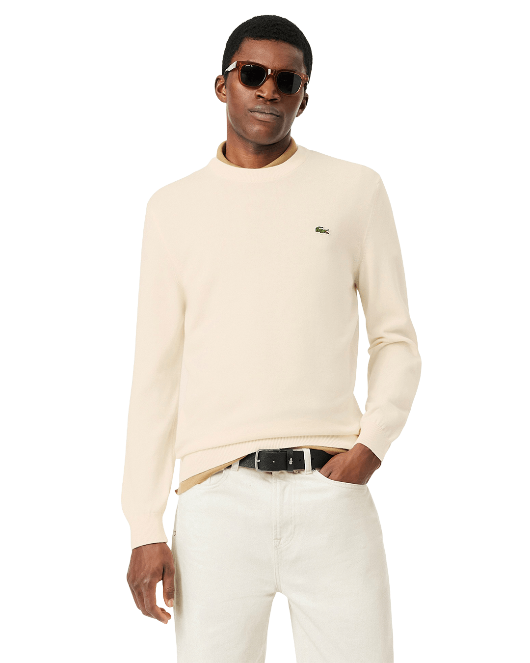 Lacoste Jumpers Lacoste Off-White Cotton Sweater