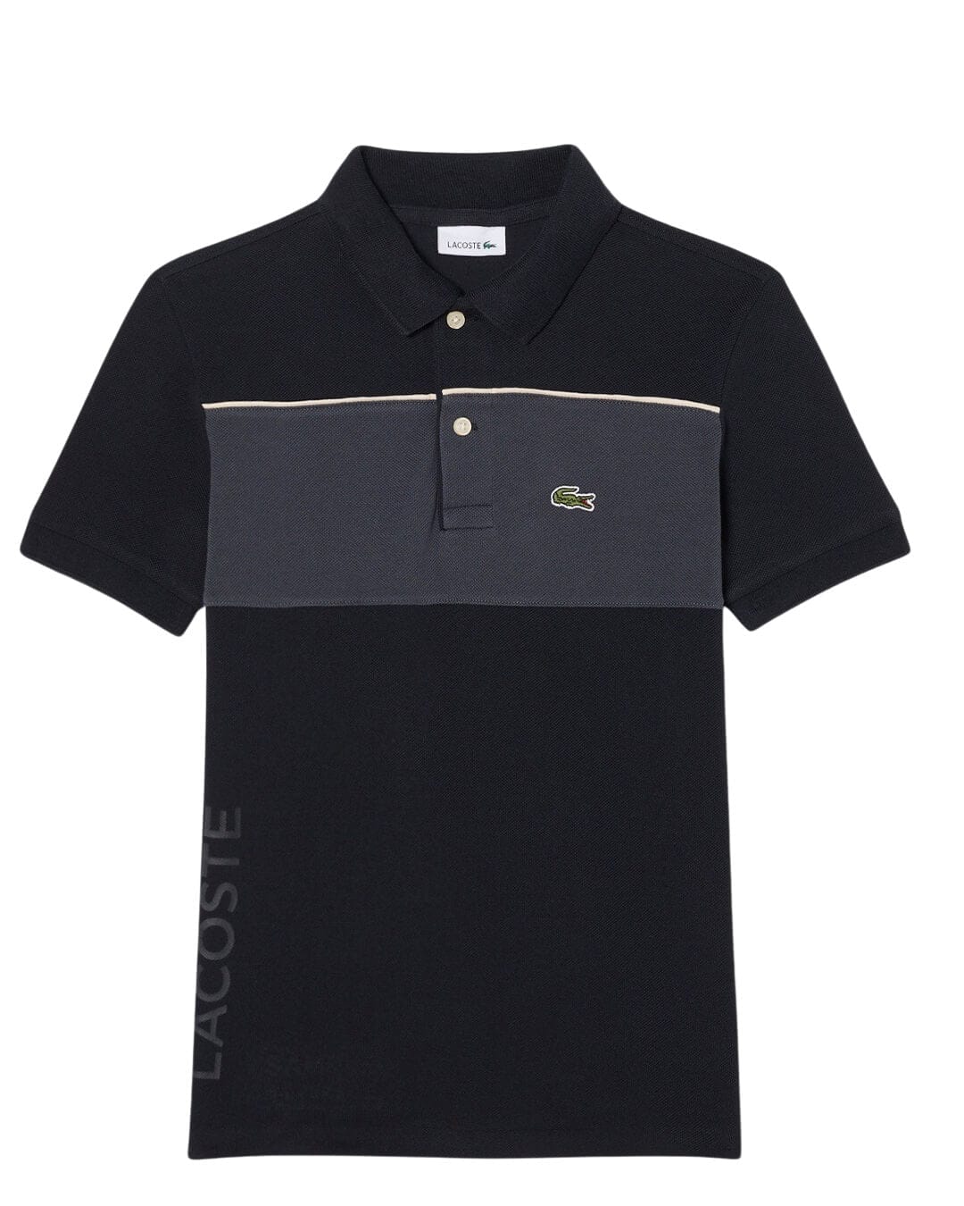 Lacoste Polo Shirts Lacoste Black Boy'S Colorblock Mini-Pique Polo Shirt