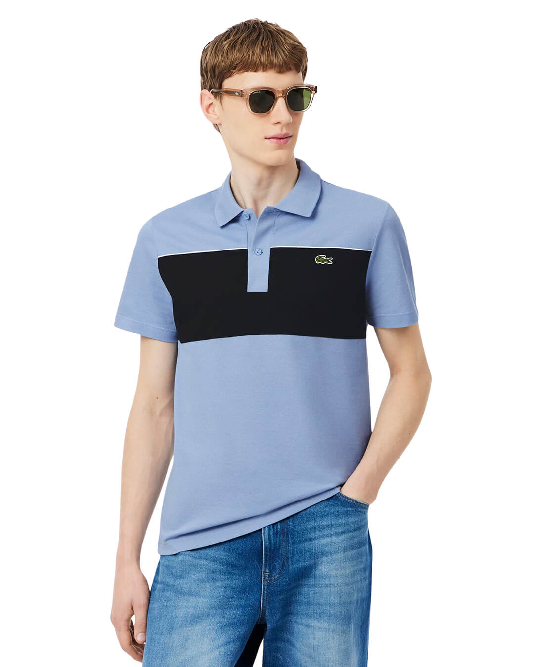Lacoste Polo Shirts Lacoste Blue Men'S Regular Fit Colorblock  Polo Shirt