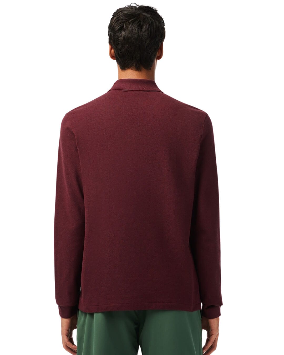 Lacoste Polo Shirts Lacoste Burgundy Original L.12.12 Long Sleeve Heathered Cotton Polo Shirt