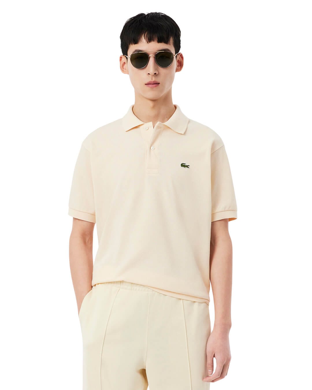 Lacoste Polo Shirts Lacoste Cream Men'S Classic Fit Ss Pique  Polo Shirt
