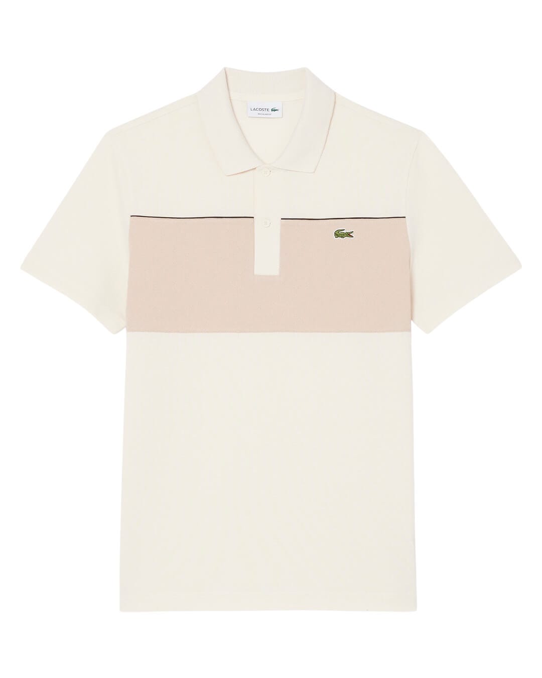 Lacoste Polo Shirts Lacoste  Cream Men'S Regular Fit Colorblock Polo Shirt