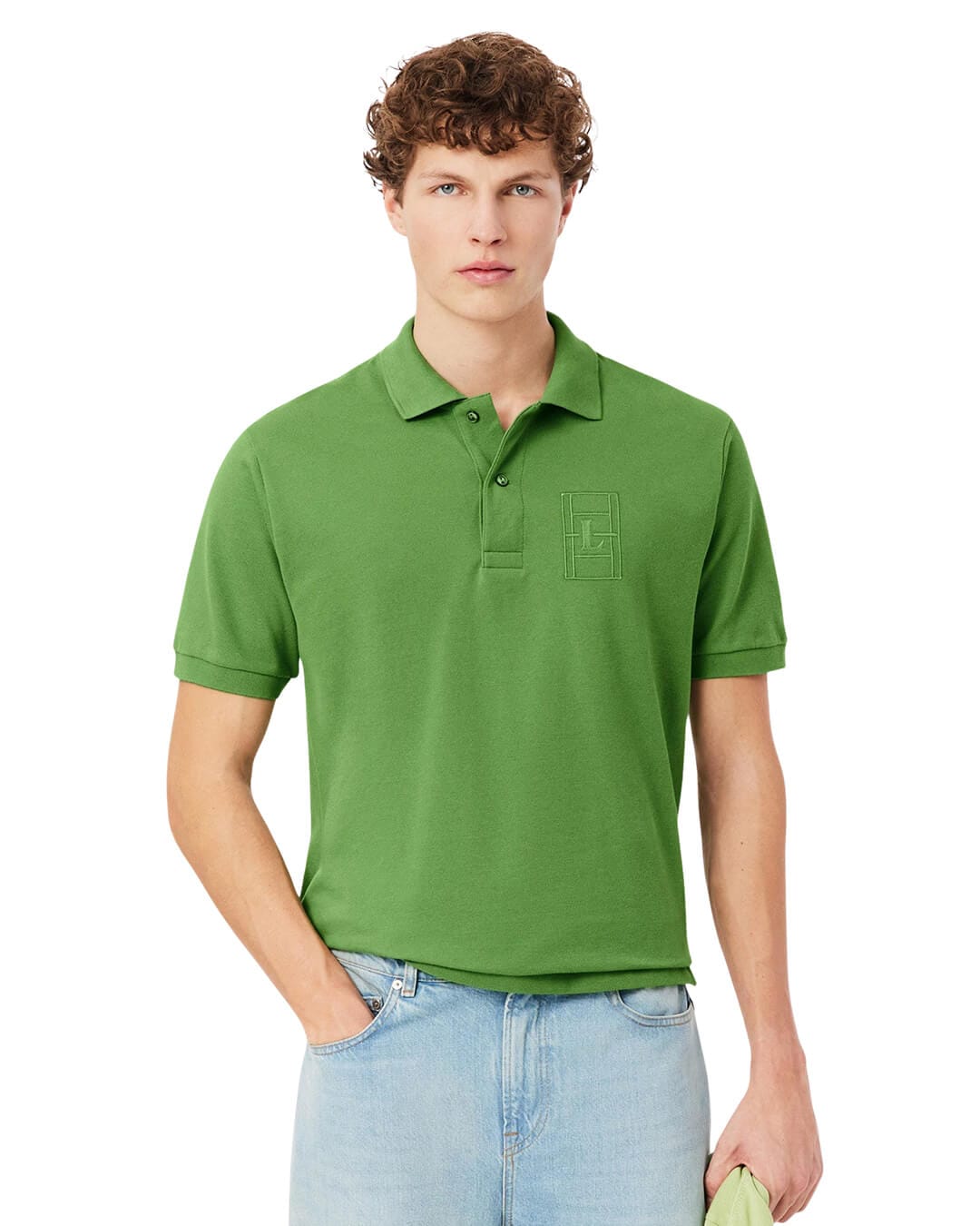 Lacoste Polo Shirts Lacoste Green Men'S Classic Fit Embroidered   Polo Shirt