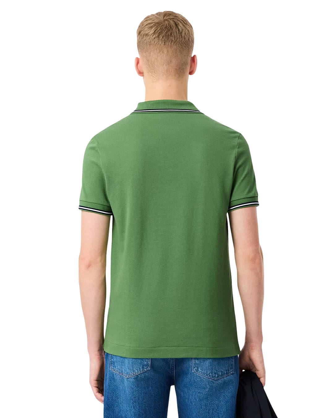 Lacoste Polo Shirts Lacoste Green Men'S Regular Fit Stripe Collar  Polo Shirt