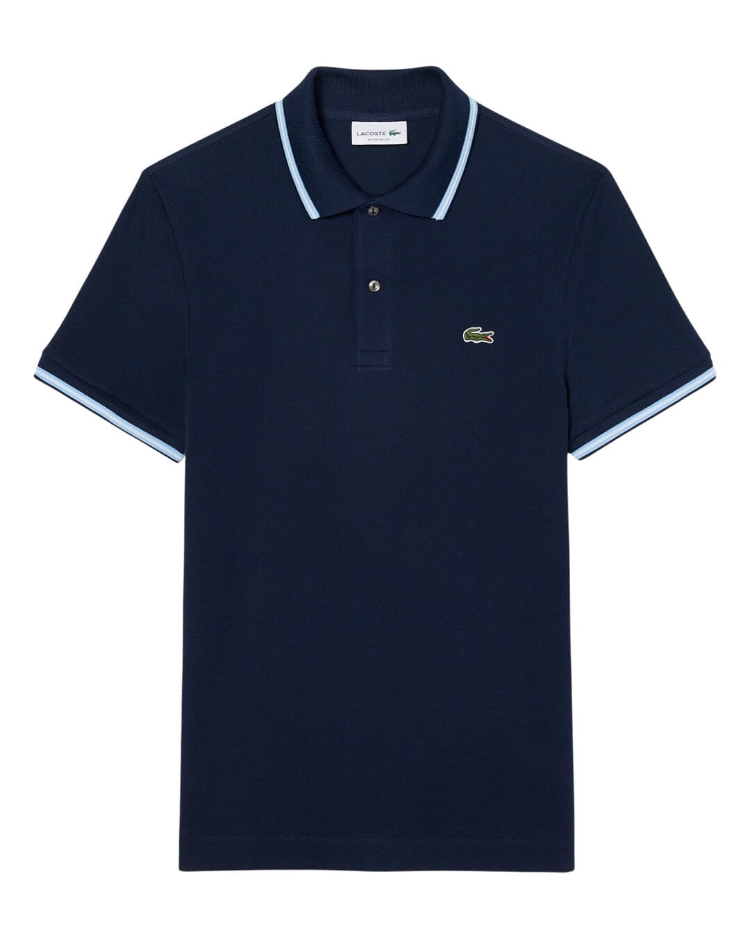 Lacoste Polo Shirts Lacoste Navy Men'S Regular Fit Stripe Collar  Polo Shirt