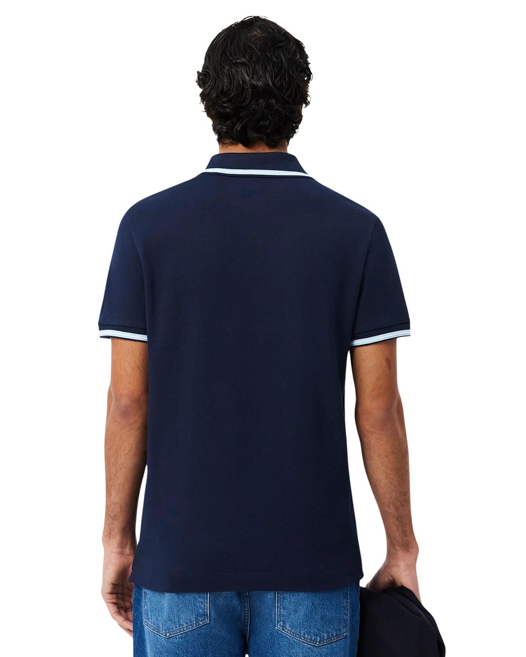 Lacoste Polo Shirts Lacoste Navy Men'S Regular Fit Stripe Collar  Polo Shirt