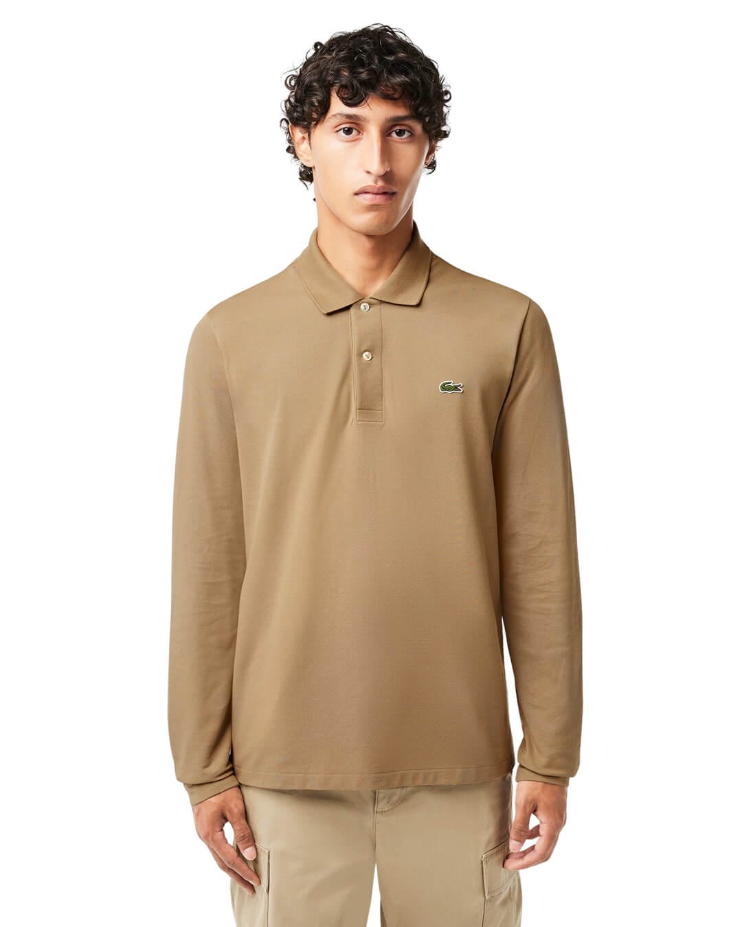Lacoste Polo Shirts Lacoste Tan Original L.12.12 Long Sleeve Cotton Polo Shirt