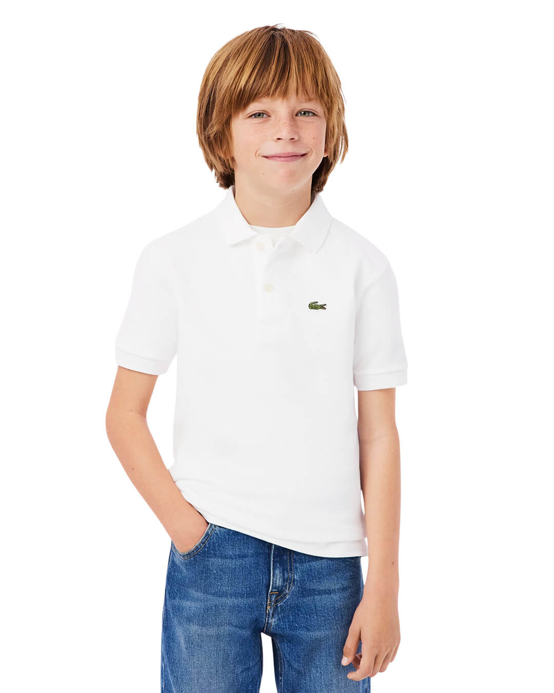 Lacoste Polo Shirts Lacoste White Children'S Mini-Pique  Polo Shirt