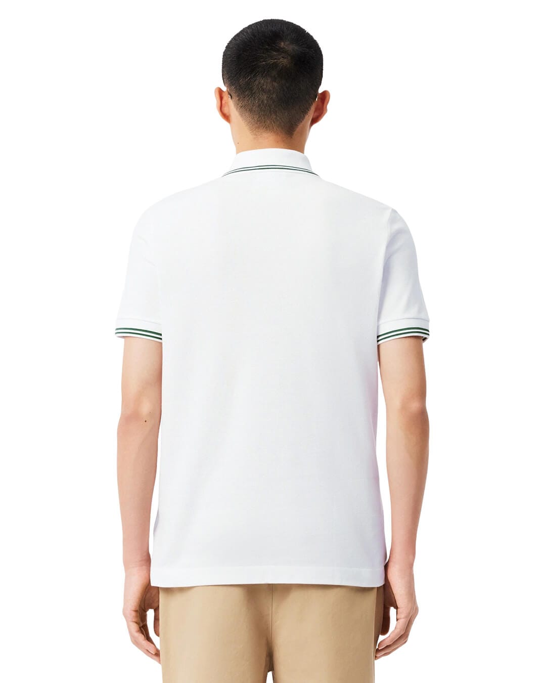 Lacoste Polo Shirts 8 Lacoste White  Men'S Regular Fit Stripe Collar Polo Shirt