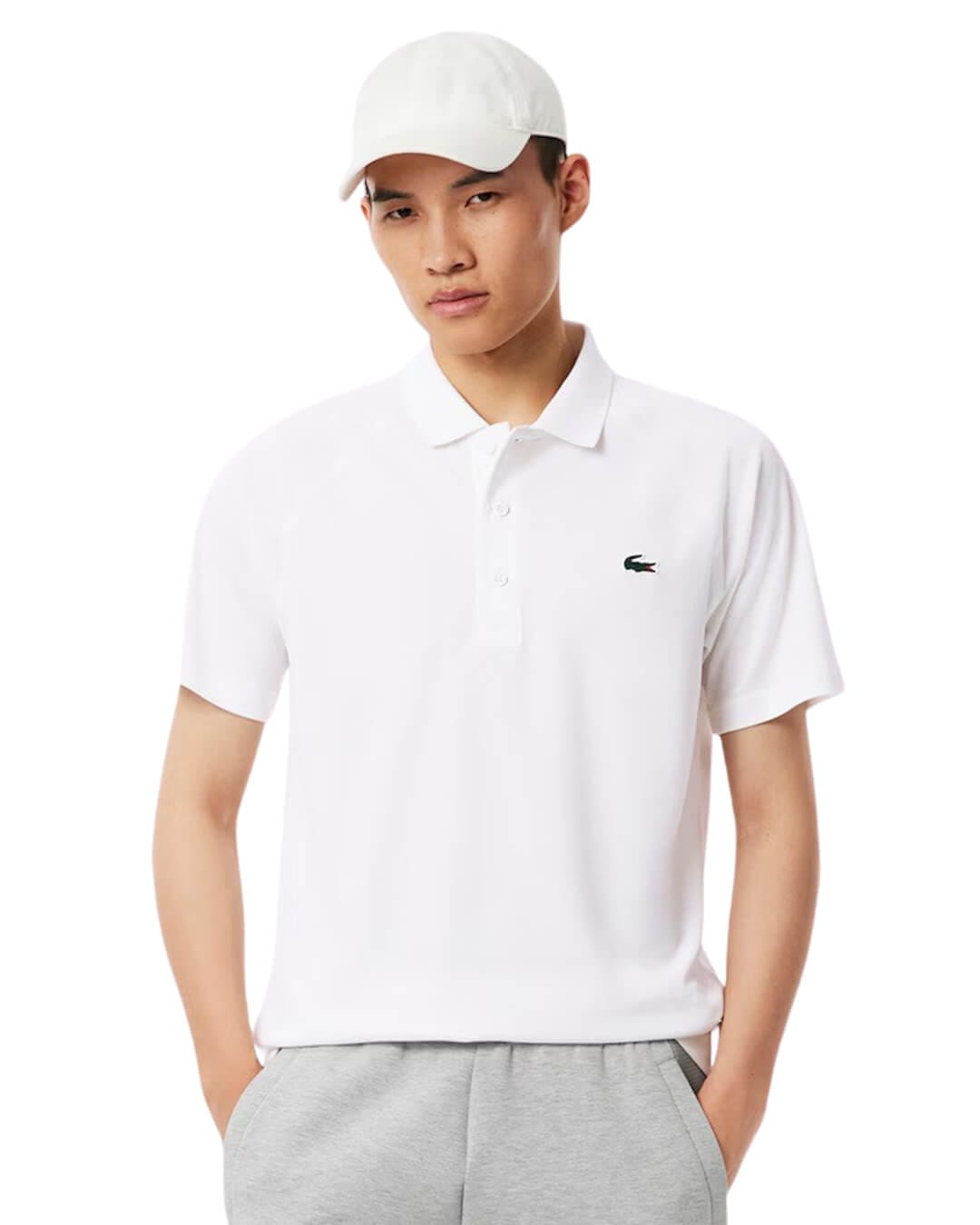 Lacoste Polo Shirts Lacoste White Men'S Ultra-Dry Polo Shirt
